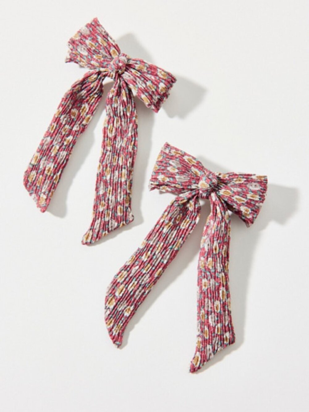 NWT Urban Outfitters Ditsy Floral Red Hair Bow Clip Set